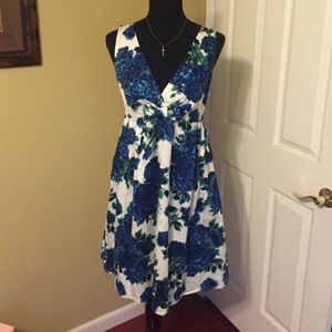 Beautiful Cotton Blue White Floral Bow Dress
